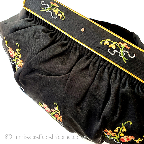 （画像用） ヴィンテージバッグ　仏製 フラワーブーケ・花刺繍