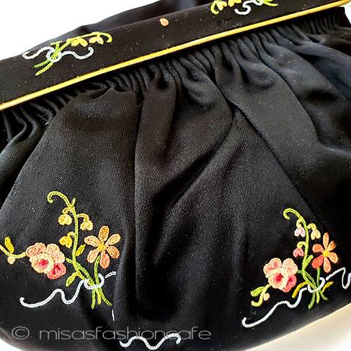 （画像用） ヴィンテージバッグ　仏製 フラワーブーケ・花刺繍