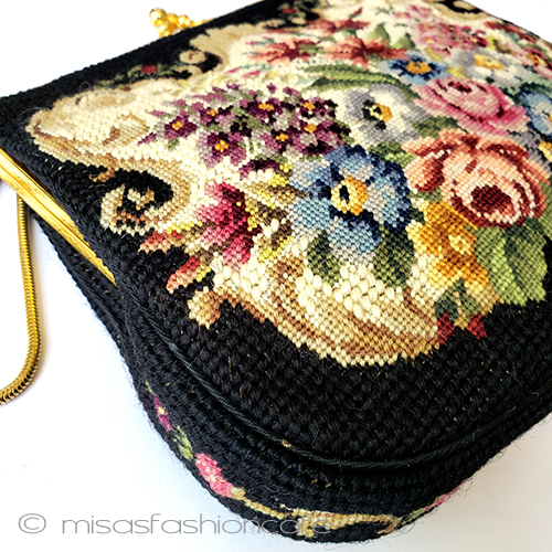 （画像用） アンティークバッグ　 プチポアン　花刺繍