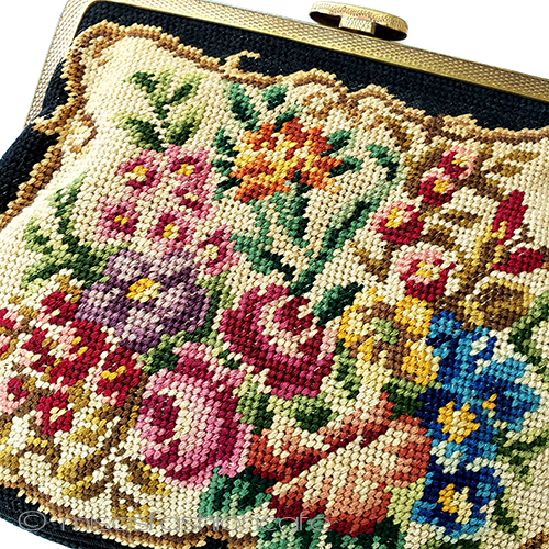 （画像用） アンティークバッグ　 プチポアン　花刺繍