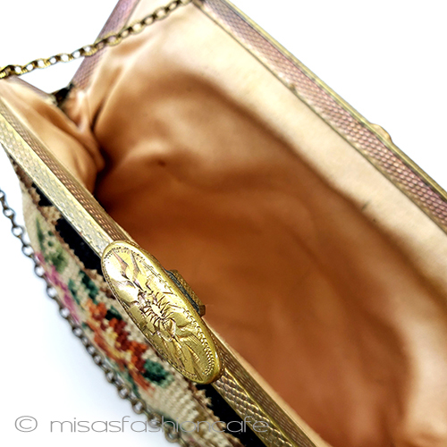 （画像用） アンティークバッグ　 プチポアン　花刺繍