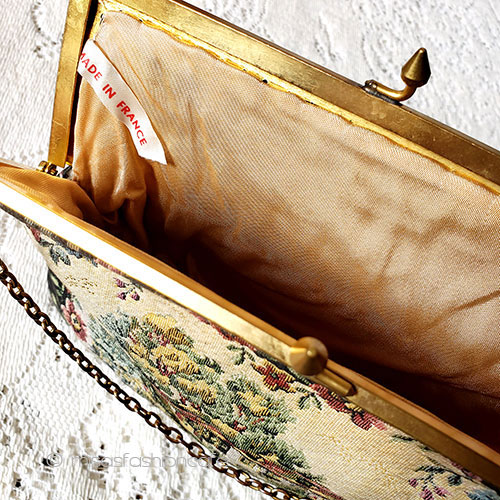 （画像用） アンティークバッグ 仏製　花と町並み刺繍