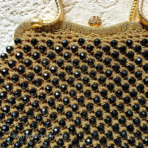 （画像用） ヴィンテージバッグ イタリア製ビーズ編み