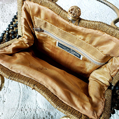 （画像用） ヴィンテージバッグ イタリア製ビーズ編み