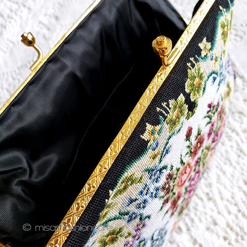 （画像用） アンティークバッグ 総刺繍お花プチポアン