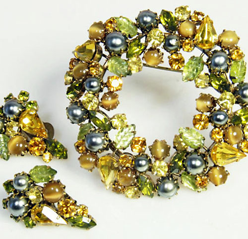 （画像用） 豪華Austriaオーリストア製 ブローチ＆イヤリングセット