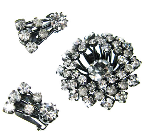 （画像用） ビンテージジュエリー クリスタルの花セット