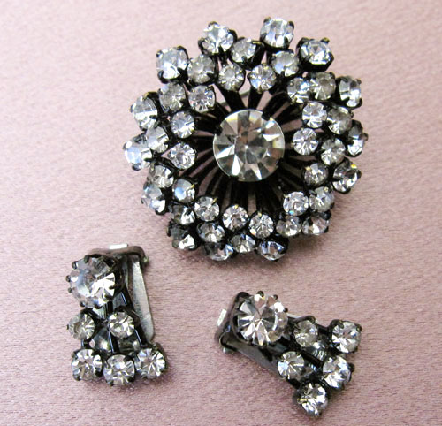 （画像用） ビンテージジュエリー クリスタルの花セット