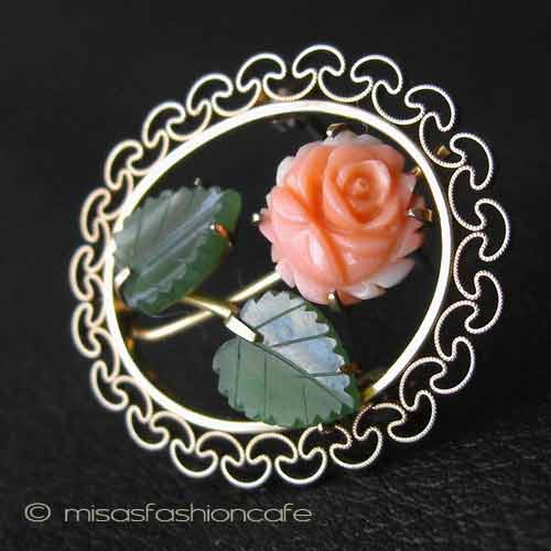 （画像用） Krementz刻印 セット 14Kgf 珊瑚・翡翠