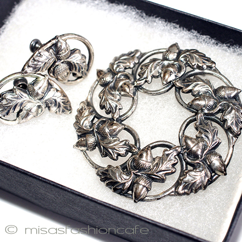 （画像用） スターリング銀製　セット 団栗どんぐりのリース　