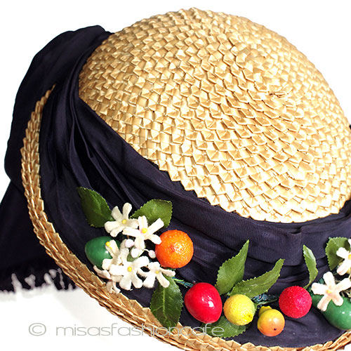 （画像用） ヴィンテージ　ハット フルーツ＆リボン大