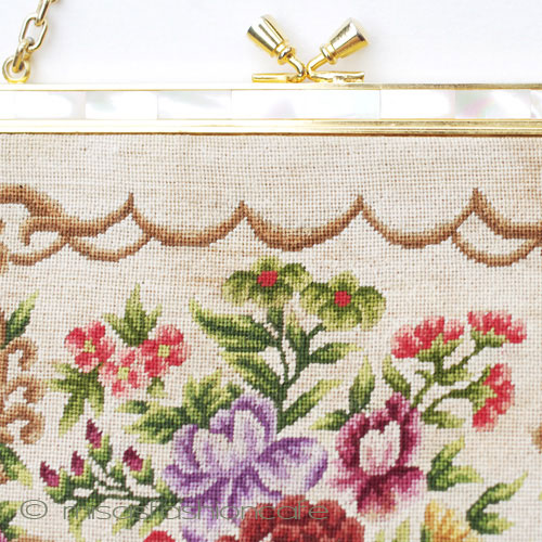 （画像用） ヴィンテージ　バッグ MOパール　花プチポアン