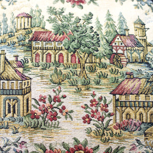 （画像用） ヴィンテージバッグ　 仏製　花と町並み刺繍