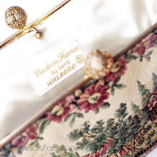 （画像用） ヴィンテージバッグ　 仏製　花と町並み刺繍