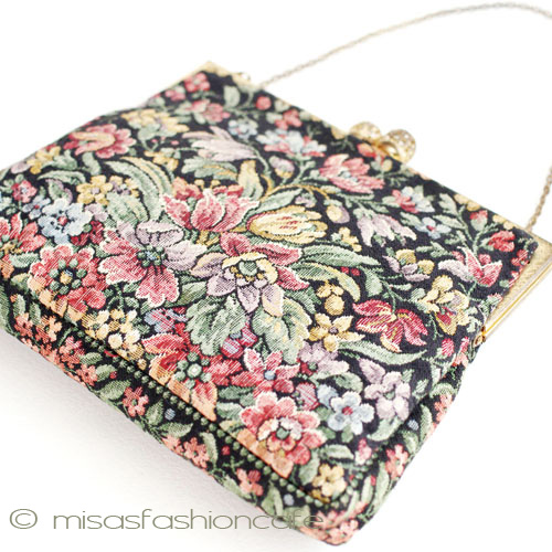 （画像用） ヴィンテージバッグ　 フランス製　花刺繍