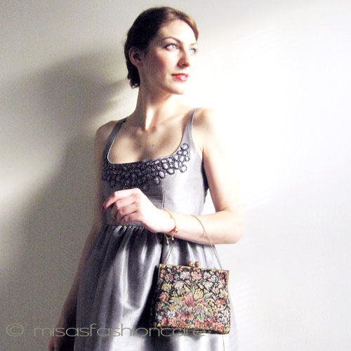 （画像用） ヴィンテージバッグ　 フランス製　花刺繍