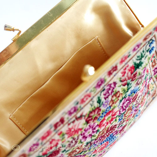 （画像用） ヴィンテージ　バッグ 総刺繍お花 プチポアン