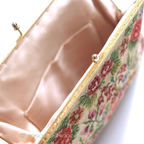 （画像用） ヴィンテージ　バッグ 総刺繍花 プチポアン