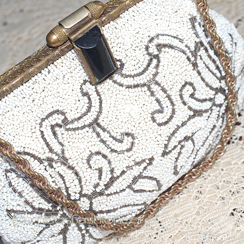 （画像用） アンティーク　バッグ ビーズ刺繍ビジュー金具