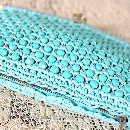 （画像用） ヴィンテージ　バッグ　 イタリア製　ターコイズ