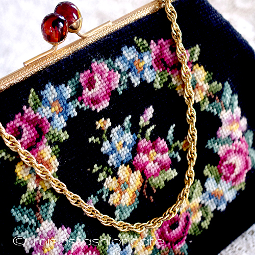 （画像用） ヴィンテージバッグ（大） プチポアン　お花リース