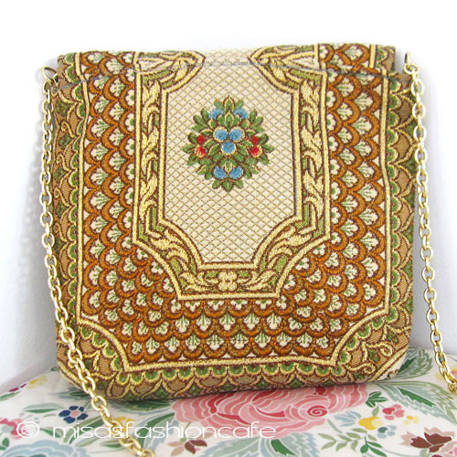 （画像用） ヴィンテージバッグ 伊製パンジー・スミレの花