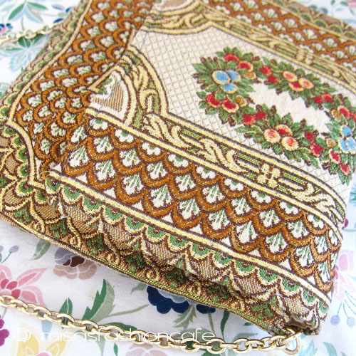 （画像用） ヴィンテージバッグ 伊製パンジー・スミレの花