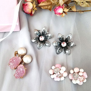 （画像用） ヴィンテージイヤリング 「ピンク」３点セット