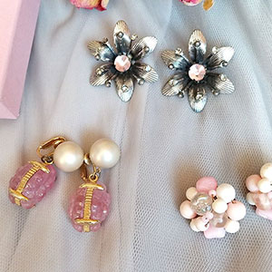 （画像用） ヴィンテージイヤリング 「ピンク」３点セット