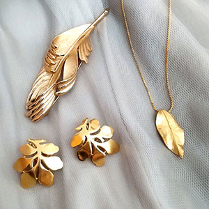 （画像用） TrifariトリファリSET 「金の葉」3点セット