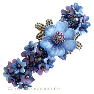 （画像用） ヘアーバレッタ お花ネイビー　再販！