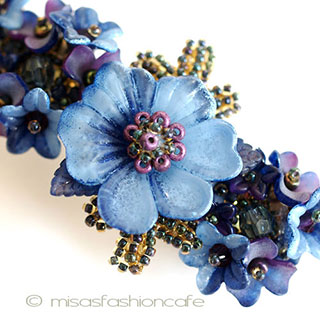 （画像用） ヘアーバレッタ お花ネイビー　再販！