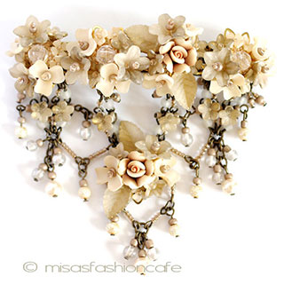 （画像用） パーティー・ヘアーバレッタ お花パール　再販！