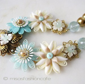 （画像用） NY お花ネックレス 　ターコイズ・ゴールド