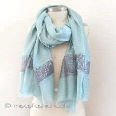 （画像用） スパンコール ストール（大） アクアブルーグリーン