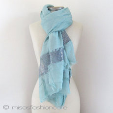 （画像用） スパンコール ストール（大） アクアブルーグリーン