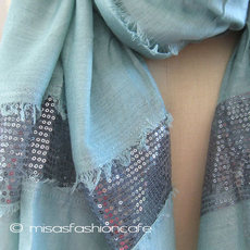 （画像用） スパンコール ストール（大） アクアブルーグリーン