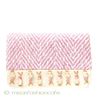 （画像用） ビジュー　ピンク ショルダーバッグ