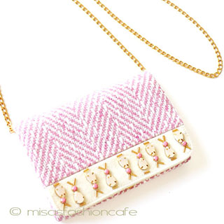 （画像用） ビジュー　ピンク ショルダーバッグ