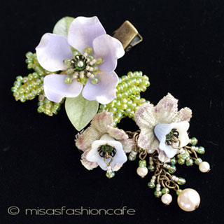 （画像用） CA/仏製ヘアークリップ お花パープル＆パール