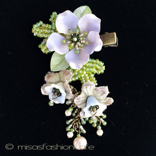 （画像用） CA/仏製ヘアークリップ お花パープル＆パール