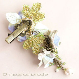 （画像用） CA/仏製ヘアークリップ お花パープル＆パール