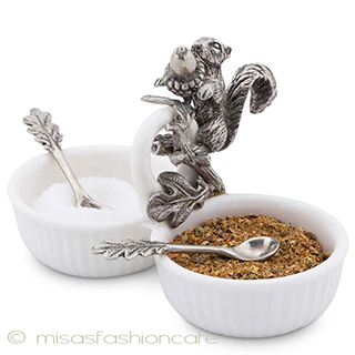 （画像用） リスとドングリ２豆皿 スプーン付き調味料皿