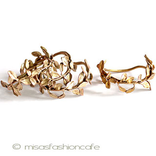 （画像用） マイケルミショー　ハーブ金葉 ナプキンリング　４個セット