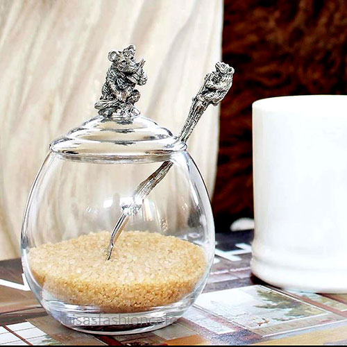 （画像用） 親子熊　クマの蜂蜜 スプーン付ガラス容器