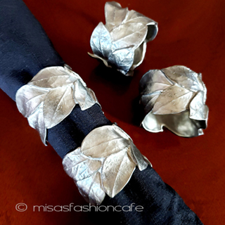 （画像用） マイケルミショー銀葉ハーブ ナプキンリング4個再販！