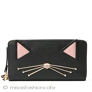 （画像用） ケイトスペード　長財布 猫ねこ　ビジューの鼻♡