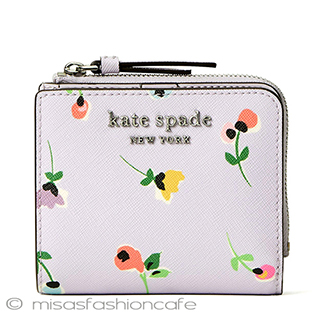 （画像用） ケイトスペード　お財布 二つ折り 花柄・薄紫色