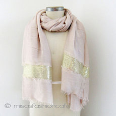 （画像用） スパンコール ストール（大） ピンクベージュｘゴールド
