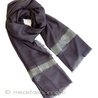 （画像用） スパンコール ストール チャコール・グレー（大判）